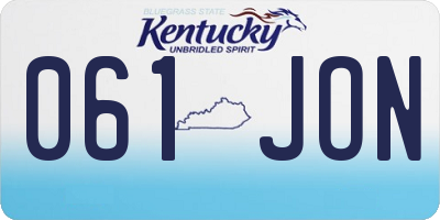 KY license plate 061JON