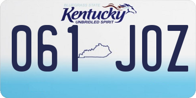 KY license plate 061JOZ