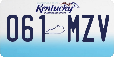 KY license plate 061MZV
