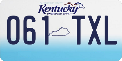 KY license plate 061TXL