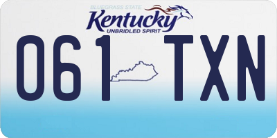 KY license plate 061TXN
