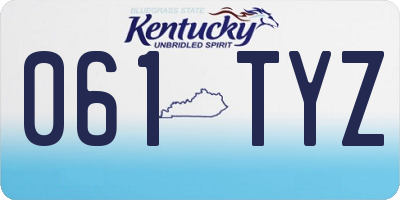 KY license plate 061TYZ