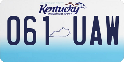 KY license plate 061UAW