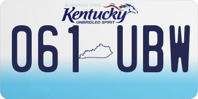 KY license plate 061UBW