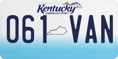 KY license plate 061VAN