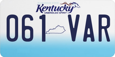KY license plate 061VAR