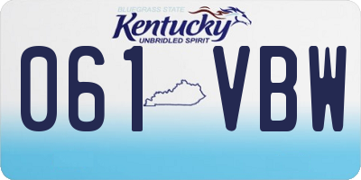 KY license plate 061VBW