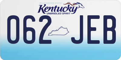 KY license plate 062JEB