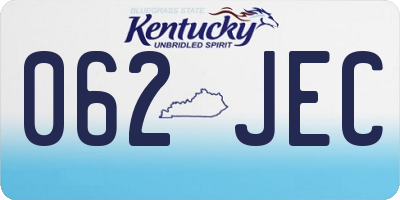 KY license plate 062JEC