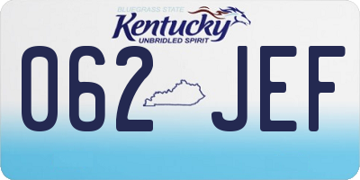 KY license plate 062JEF