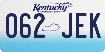KY license plate 062JEK