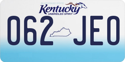 KY license plate 062JEO