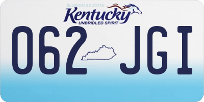 KY license plate 062JGI