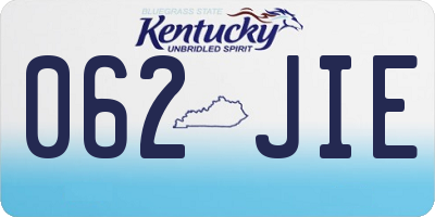 KY license plate 062JIE