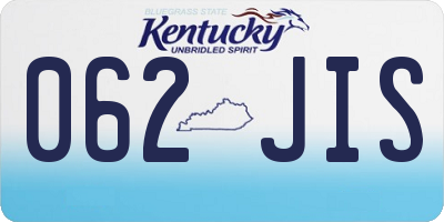 KY license plate 062JIS