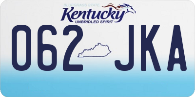 KY license plate 062JKA