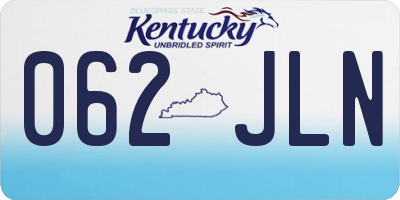 KY license plate 062JLN