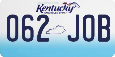 KY license plate 062JOB