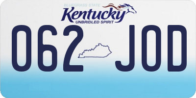 KY license plate 062JOD
