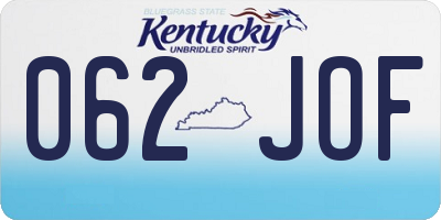 KY license plate 062JOF