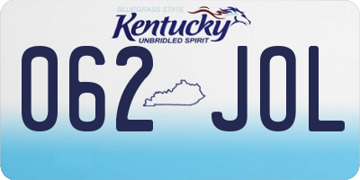KY license plate 062JOL