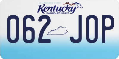 KY license plate 062JOP