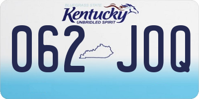 KY license plate 062JOQ