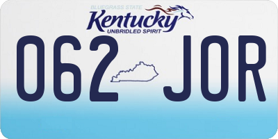 KY license plate 062JOR