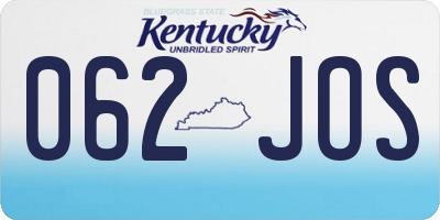 KY license plate 062JOS