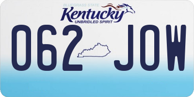 KY license plate 062JOW