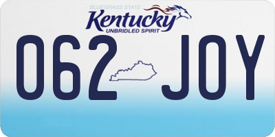 KY license plate 062JOY
