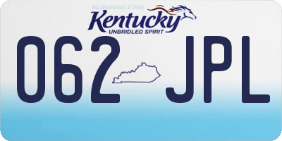 KY license plate 062JPL