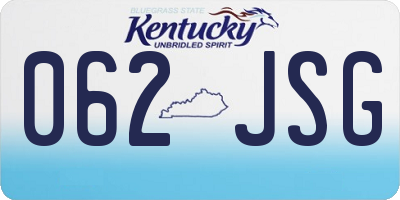 KY license plate 062JSG