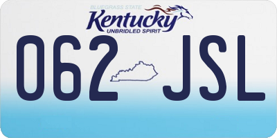 KY license plate 062JSL