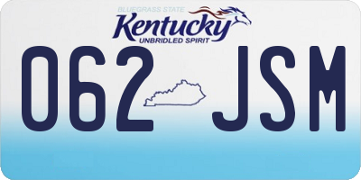 KY license plate 062JSM