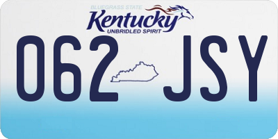 KY license plate 062JSY