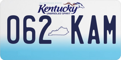 KY license plate 062KAM