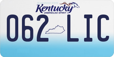 KY license plate 062LIC