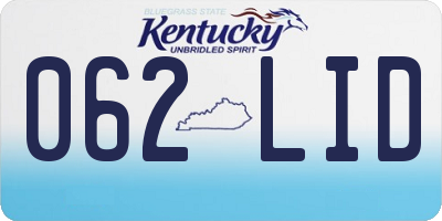 KY license plate 062LID