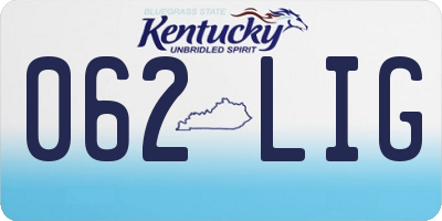 KY license plate 062LIG