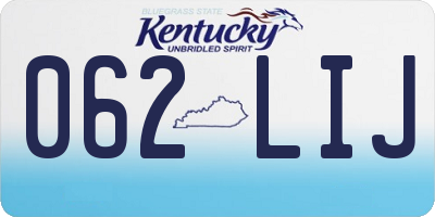 KY license plate 062LIJ
