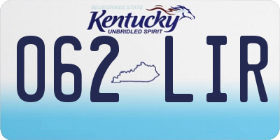 KY license plate 062LIR