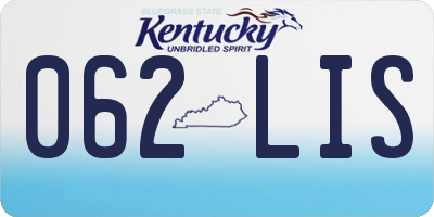 KY license plate 062LIS