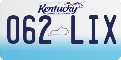 KY license plate 062LIX