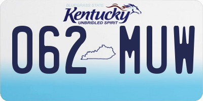 KY license plate 062MUW