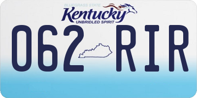 KY license plate 062RIR