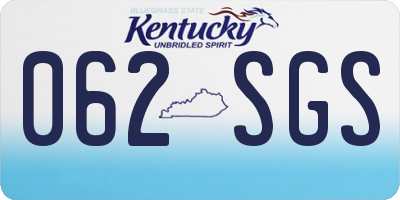 KY license plate 062SGS