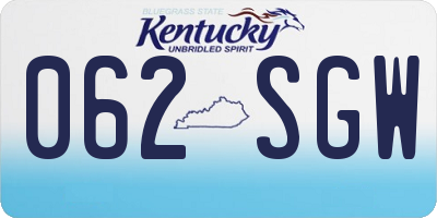 KY license plate 062SGW