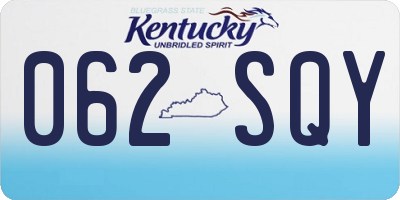KY license plate 062SQY