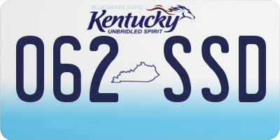 KY license plate 062SSD